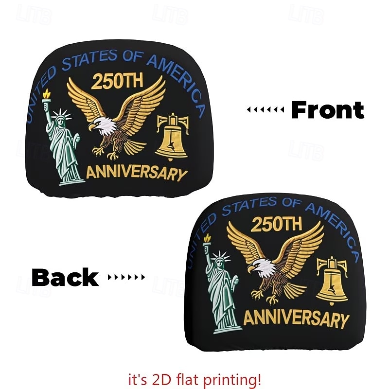 Funda para reposacabezas de coche conmemorativa del 250 aniversario, 2 unidades, conmemorativa de la Independencia de Estados Unidos (1776-2026), soporte espinal resistente para conducción de larga distancia, ajuste universal para coches, camiones y SUV. 2026 - $11.99 –P19