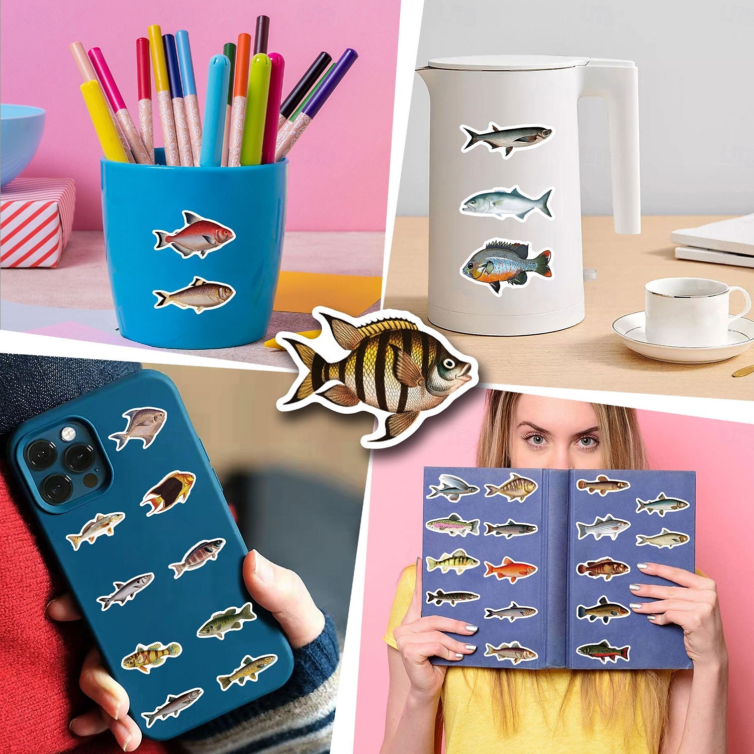 110 adesivi di pesci per adulti e bambini, adesivi in vinile impermeabili di animali marini oceanici per laptop, borraccia, telefono, Kindle, diario, album di ritagli, skateboard, bagagli, senza del 2026 a $10.49 –P13