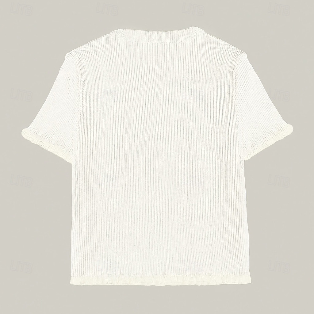 Damskie Koszula Codzienna koszula Zapinana na guziki koszula Bluzka Guziki Jednokolorowe Równina Elegancja Moda Codzienny Krótki rękaw Półgolf Crop Topy Na zewnątrz Streetwear Święto Biały Lato 2026 - $41.99 –P2