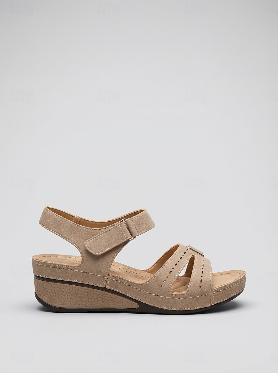 женские босоножки на танкетке с регулируемыми ремешками-липучками – удобная летняя обувь для прогулок и повседневной носки 2026 - $19.99 –P2