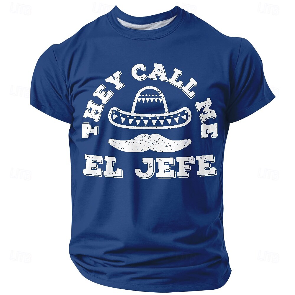 Cinco de Mayo Men's They Call Me El Jefe Funny T-Shirt Mexican Sombrero Mustache Graphic Short Sleeve Crew Neck Casual Top Fiesta Designer Clothing Apparel S M L XL XXL XXXL 2026 - $21.99 –P2