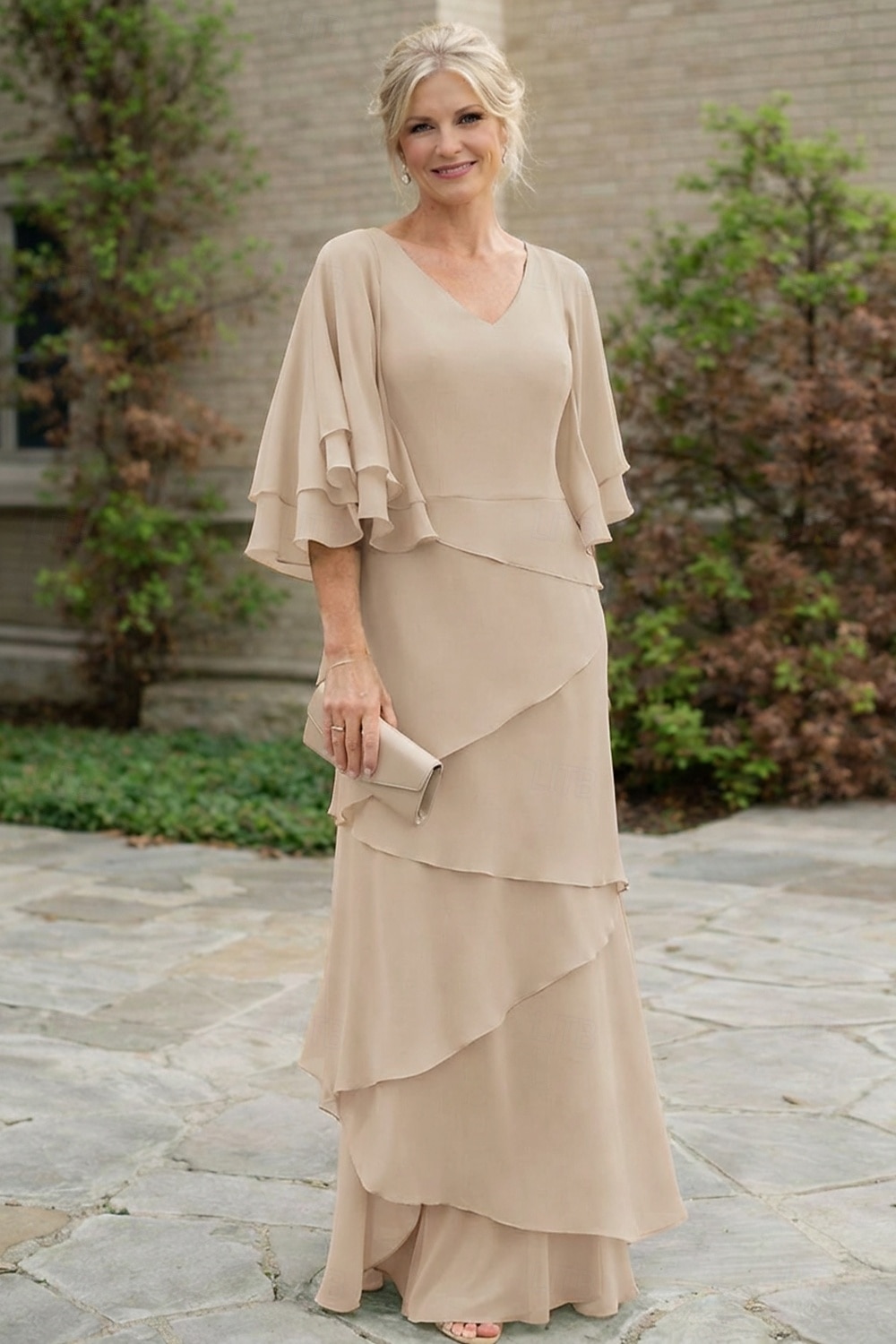 Due Pezzi Linea ad A Lunghezza al pavimento Abito da invitata a nozze Abito Formale Abito a Strati Abito da cerimonia per signora Mezza Manica Scollo a V Elegante Con Stola Ospite di nozze Festa di del 2026 a $206.99 –P13