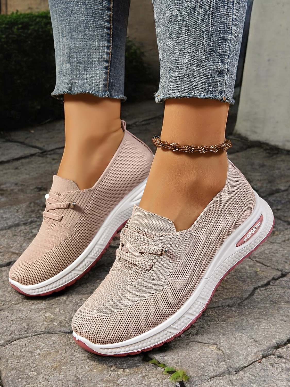 Grijze instapsneakers voor dames met luchtkussenzool – lichtgewicht en ademende schoenen voor wandelen, reizen en vrijetijdskleding 2026 - $26.99 –P4