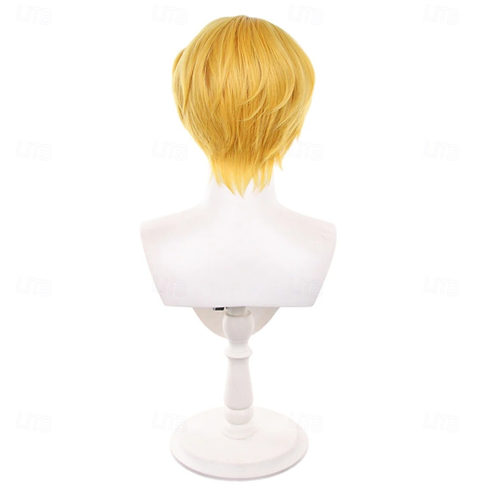 Anime pruik met korte gouden middenscheiding in oceaanavonturiersstijl voor cosplayfeestjes 2026 - $24.99 –P3