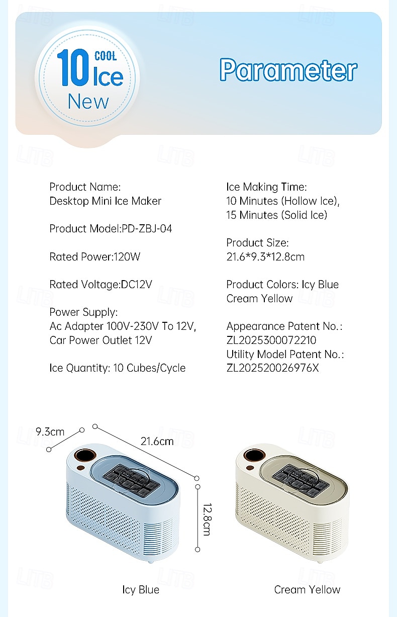 Миниатюрный портативный льдогенератор, настольный, быстрое приготовление льда за 10-15 минут, 8 твердых кубиков льда за цикл, компактный, небольшой, быстродействующий льдогенератор для дома, офиса, 2026 - $115.99 –P17
