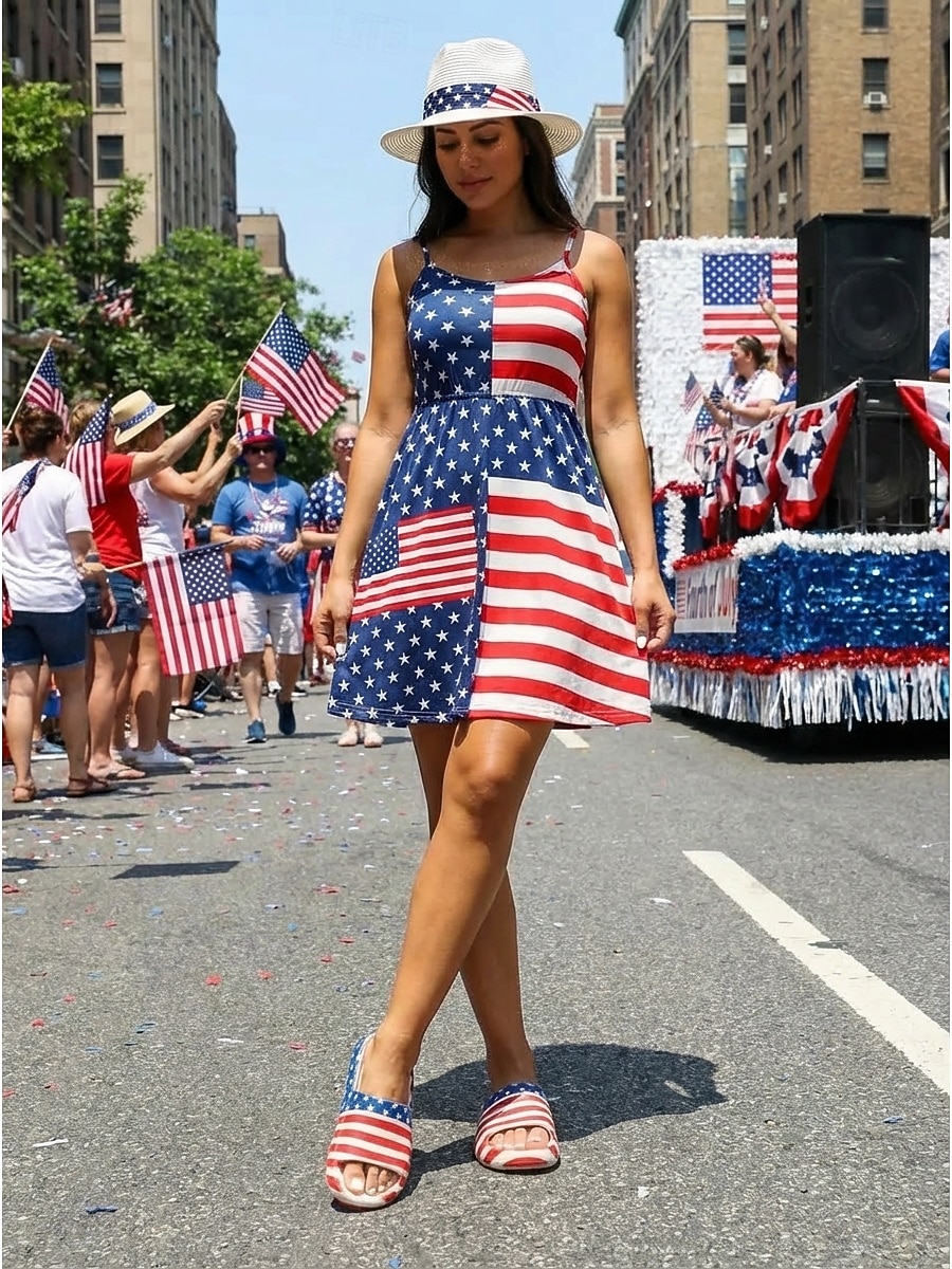 Damtofflor med 250-årsjubileum i USA - patriotiska tofflor med stjärnor och ränder i molnet för självständighetsdagen 2026, sommarsemestrar och utomhuspoolfester 2026 - $24.99 –P1