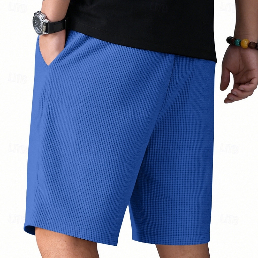 Hombre Pantalones cortos de gofres Pantalón corto Pantalones cortos de playa Pantalones cortos casuales Bolsillo Cintura elástica Plano Comodidad Transpirable Longitud de la rodilla Casual Exterior 2026 - $17.99 –P10