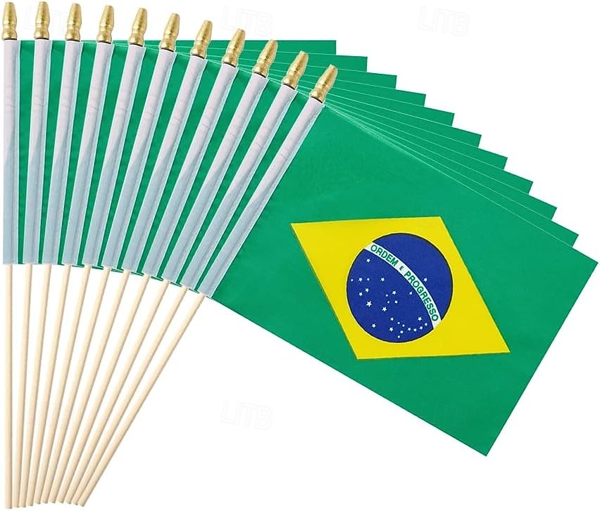 25Pack Small Brazil Flag Handheld Mini Brazilian Flag on Stick 5x8 Inch for Soccer World Summer Cup Match, Sports Events, Party Decorations, Fans Cheering 2026 - $16.99 –P1