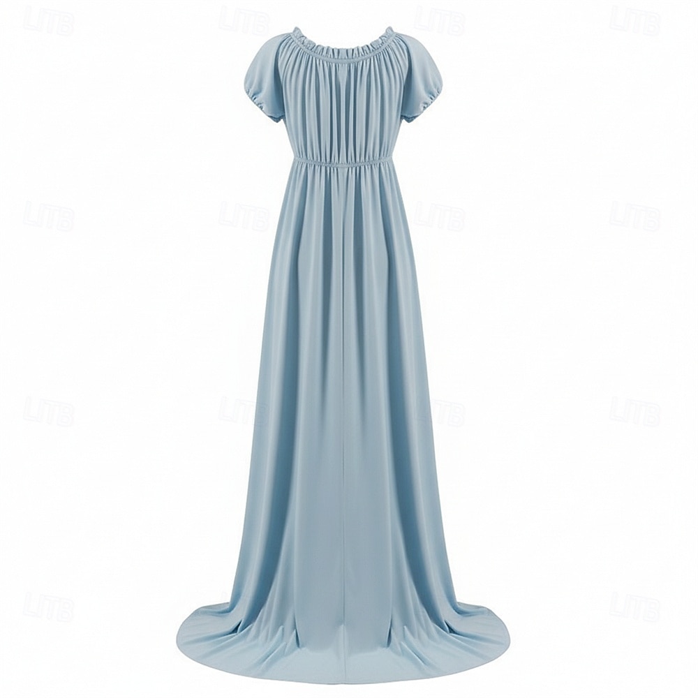Renaissance 19ème siècle Période de la Régence Longueur au sol Robe Manches courtes Princesse Dame Col rond Déguisement Femmes Royal Halloween Carnaval Foire de la Renaissance Soirée à thème rétro de 2026 ? $59.99 –P14
