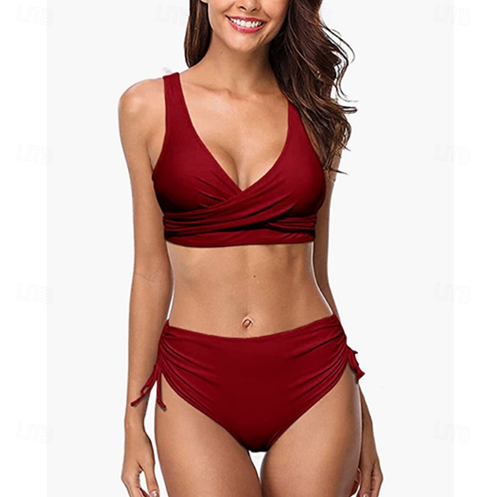 Femmes Maillot de bain froncé Ensembles de bikini Maillot de bain Couleur Unie Côté froncé Protection UV Élastique Sans manches Maillot de Bain Maillot de bain Surf Plongée Natation Été de 2026 ? $18.99 –P5