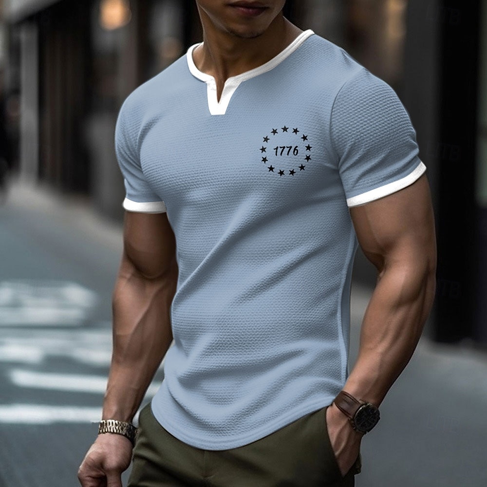 Dia da Independência Americana 250º Aniversário da América Homens 1776 Camisa Waffle Camiseta Manga Curta Camiseta Impressão 3D Gola Redonda Camisa Esportes Diário Retro Vintage Casual Diário Rua de 2026 por $19.99 –P2