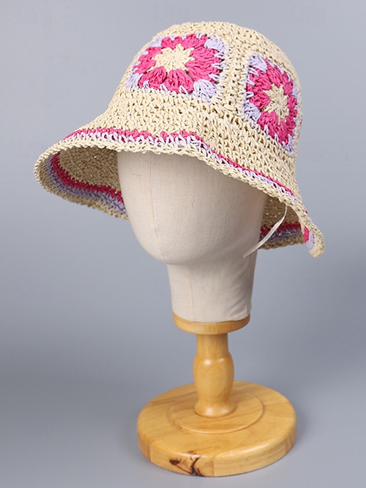 Gewebter Damen-Sonnenhut im Boho-Stil, mehrfarbig, faltbar, perfekt für Strand- und Resorturlaube sowie als lässiger Alltagsbegleiter 2026 - $14.99 –P5