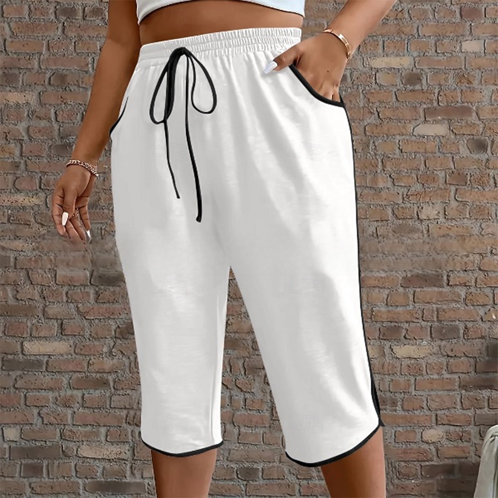 Women's Trousers Capri Pants Summer Pants Beach Pants Vacation Fashion Casual Daily Capris High Waist Plain Drawstring Patchwork Pocket Comfort Lightweight Breathable Micro-elastic Streetwear Beach 2026 - $20.99 –P6
