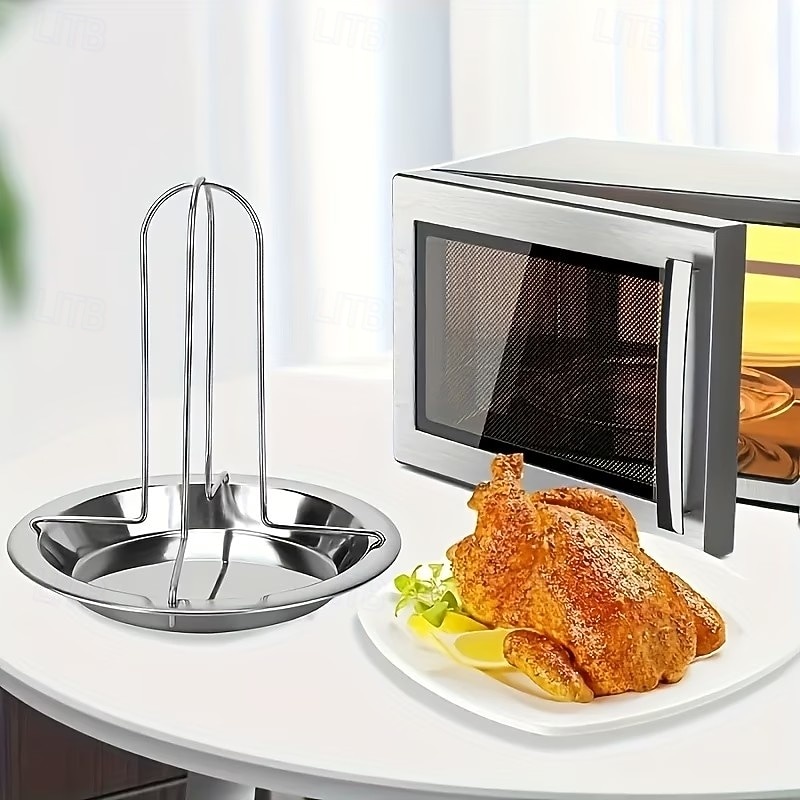 1/2 db rozsdamentes acél csirkesütő rács csepptálcával - tapadásmentes, összecsukható grillrács, grillekhez és sütőkhöz alkalmas, tartós fémrács, ideális kültéri kempingezéshez és otthoni grillezéshez 2026 - $12.99 –P8