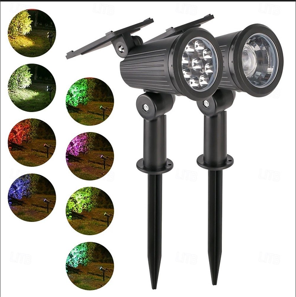 1 szt. 2 szt. 1 dioda LED 9 diod LED zasilana energią słoneczną, regulowany reflektor w ziemi, wodoodporny, jasność, oświetlenie ścienne, oświetlenie zewnętrzne RGB 2026 - $17.99 –P1