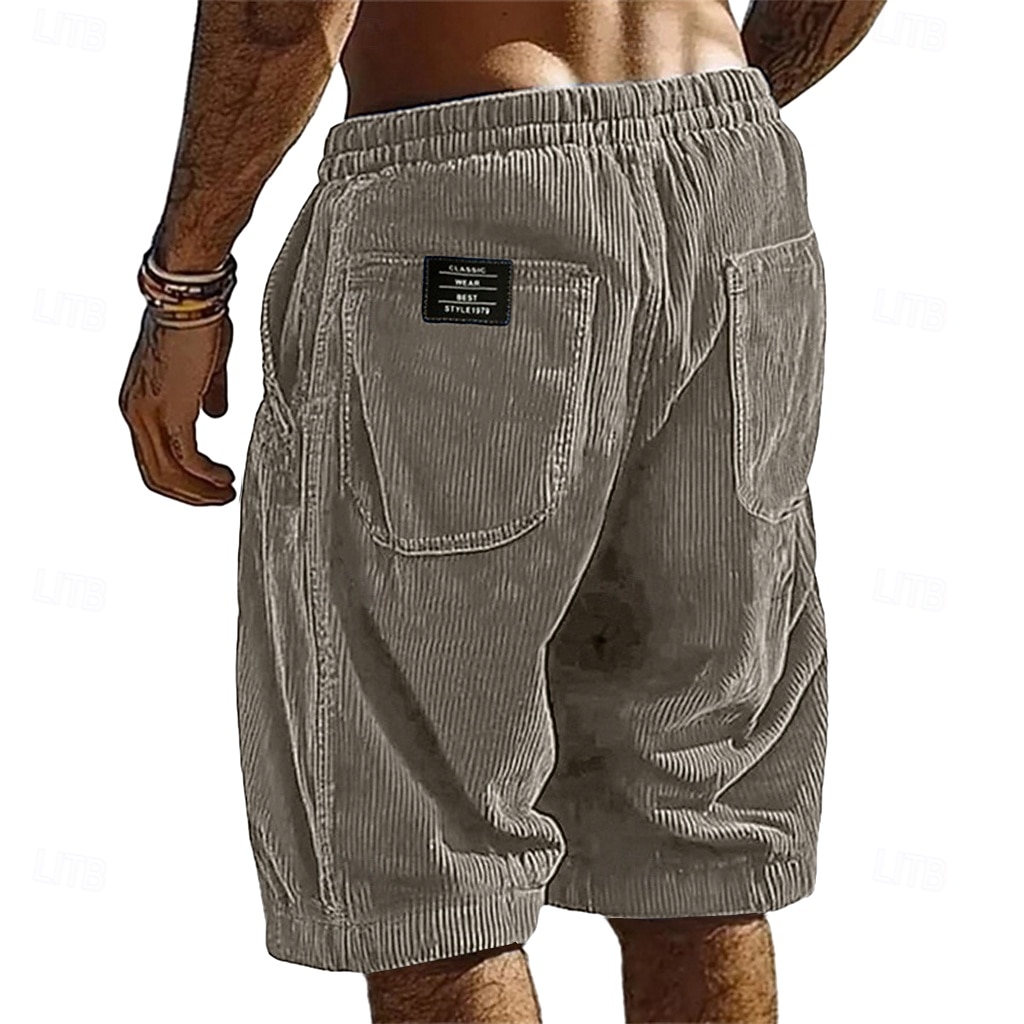Homme Shorts Short décontracté Short en velours côtelé Avec Poches Taille Élastique Uni Respirant Longueur Genou Extérieur Vacances Tenue quotidienne Vacances Mode Noir Blanche Micro-Élastique de 2026 ? $21.99 –P4