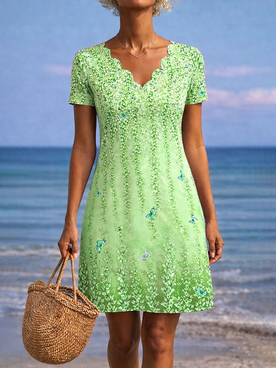 Mujer Mini vestido Vestido estilo camiseta Vestido de una línea Vestido de verano Casual Diario Playa Festivos Ajuste regular Floral Graphic Manga Corta Cuello con muescas. Azul Piscina Rosa Morado 2026 - $24.99 –P4