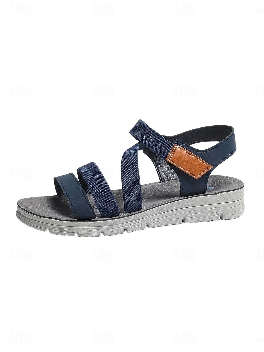 Sandalias deportivas con tiras azules para mujer: cierre de velcro cómodo y ajustable, diseño transpirable con un estilo deportivo moderno, perfectas para actividades al aire libre, senderismo, viajes 2026 - $26.99 –P1