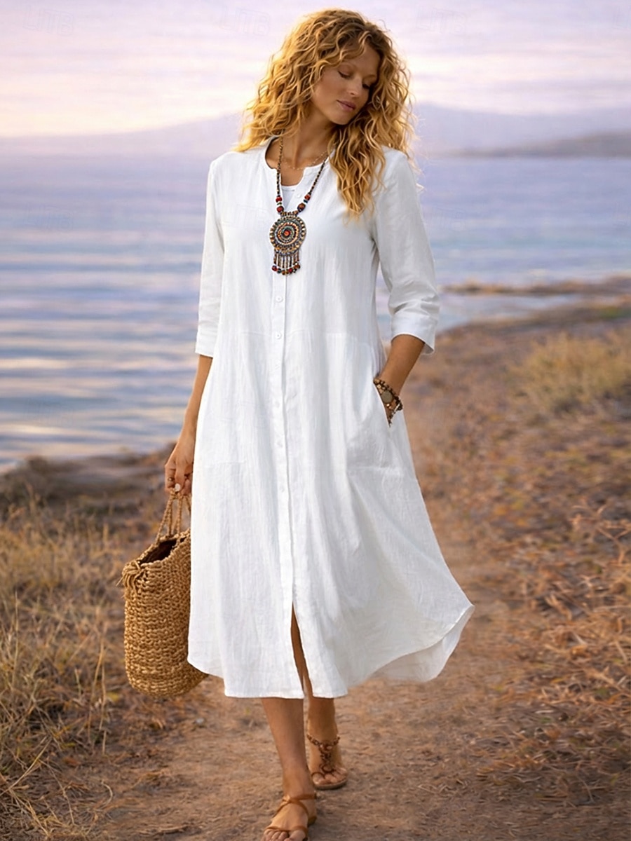 loose fitting white dress Feel Your Best at 40 in These 19 Loose-Fitting Dresses That Slim and Flatter From $13