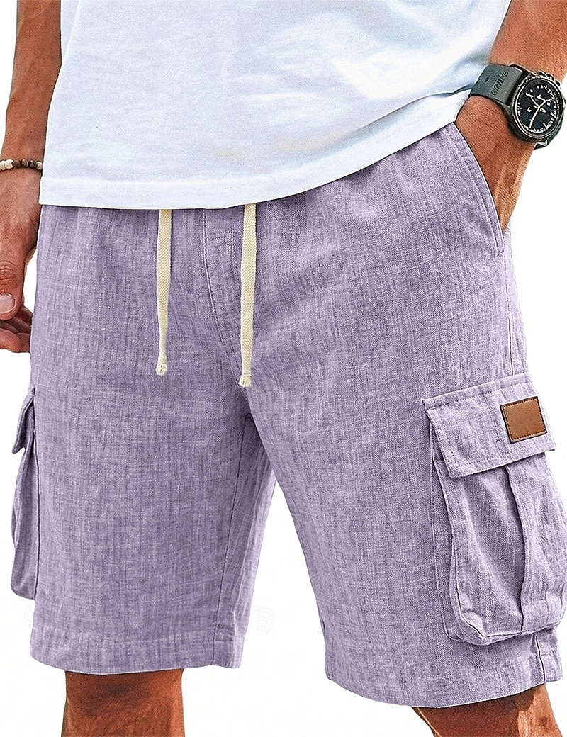 Herren Shorts Leinenshorts Sommershorts Strandshorts Kordelzug Elastischer Bund Mehrere Taschen Einfach Komfort Atmungsaktiv Knielang Täglich Outdoor Ferien Urlaub Mode Schwarz Grün Unelastisch 2026 - $24.99 –P4