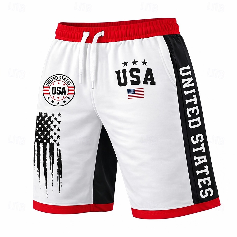 Ανδρικά 4η Ιουλίου 250ή επέτειος των ΗΠΑ Αμερικάνικη σημαία Σορτς ιδρώτα Σορτς παραλίας Σορτς Terry Μεσαία Μέση Πατριωτικό Αργίες 3D εκτύπωση Ελαστική μέση με κορδόνι Σχεδιαστής Ρούχα 2026 - $20.99 –P1