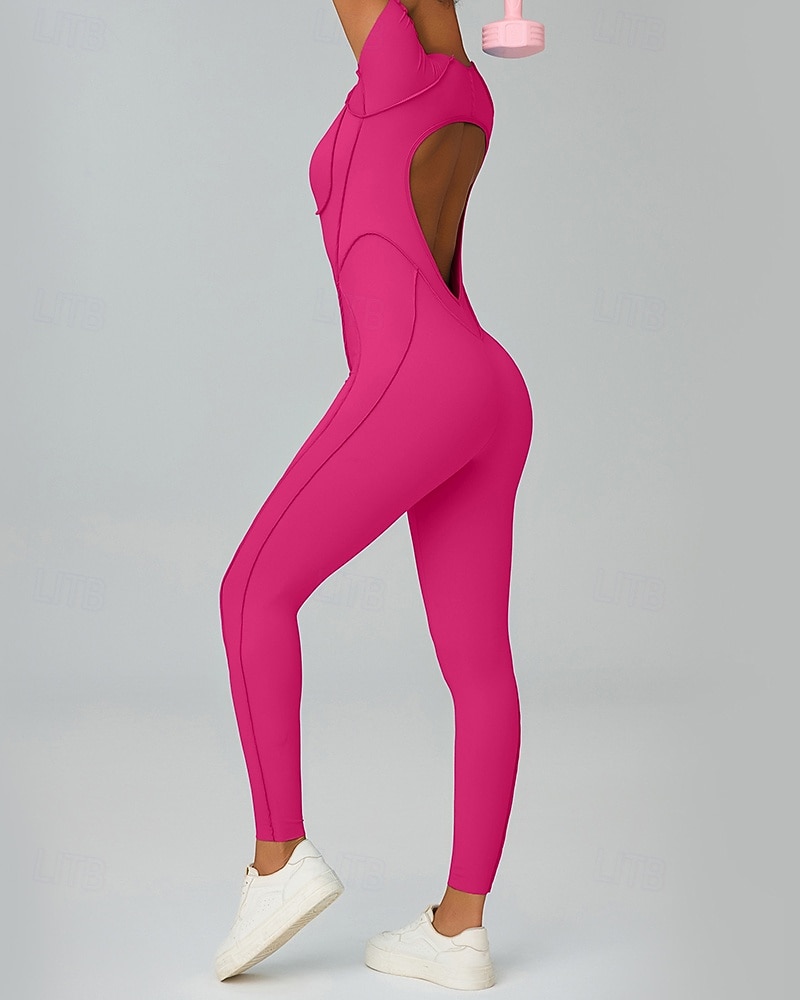 Mujer Mono de Fitness Pijama Mono Color sólido Body Verano Primavera Otoño Arroz blanco Rosa Entrenamiento de gimnasio Aptitud física Yoga Eslático Transpirable Manga Corta Deporte Ropa de Deporte 2026 - $44.99 –P11