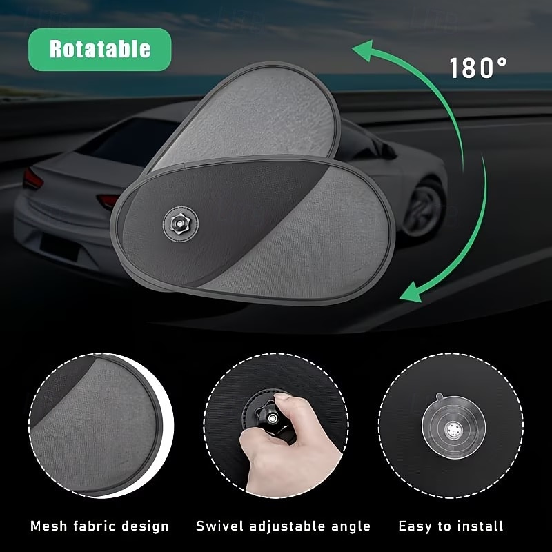 2 ks nastavitelných slunečních clonek na boční okna automobilu, výsuvné a otočné tepelně izolační sluneční clony, antireflexní úprava pro denní i noční použití, univerzálně kompatibilní se všemi 2026 - $20.99 –P10