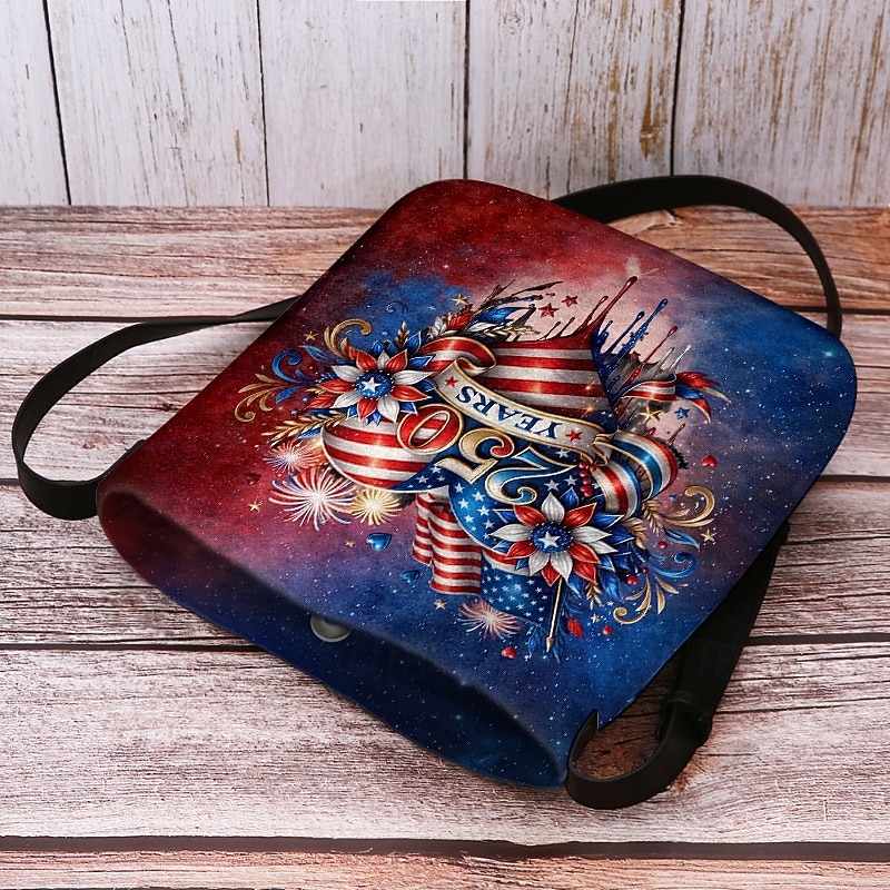 Women's Polyester Flocked Crossbody Bag with Adjustable Strap, Patriotic 250th Anniversary & Independence Day Design, Perfect for Daily Casual Use and American Celebration Events 2026 - $19.99 –P5