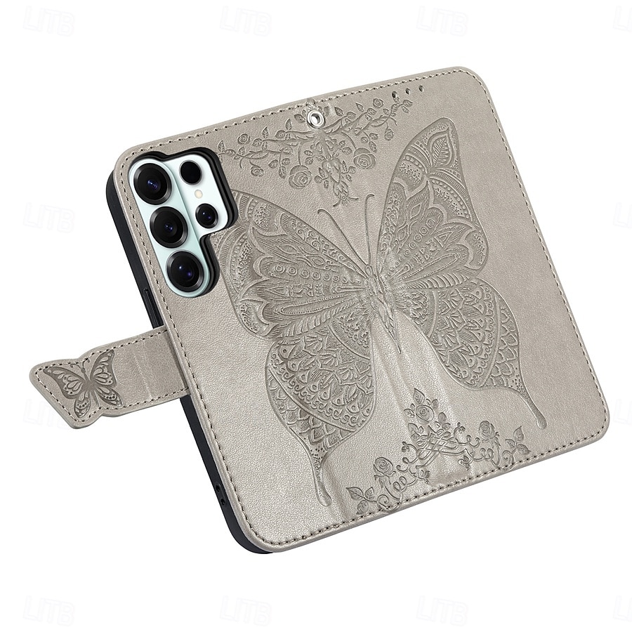 Phone Case For Samsung Galaxy S26 S26 Plus S26 Ultra Wallet Case Flip Cover with Wrist Strap Kickstand Butterfly Retro TPU PU Leather 2026 - $14.99 –P6
