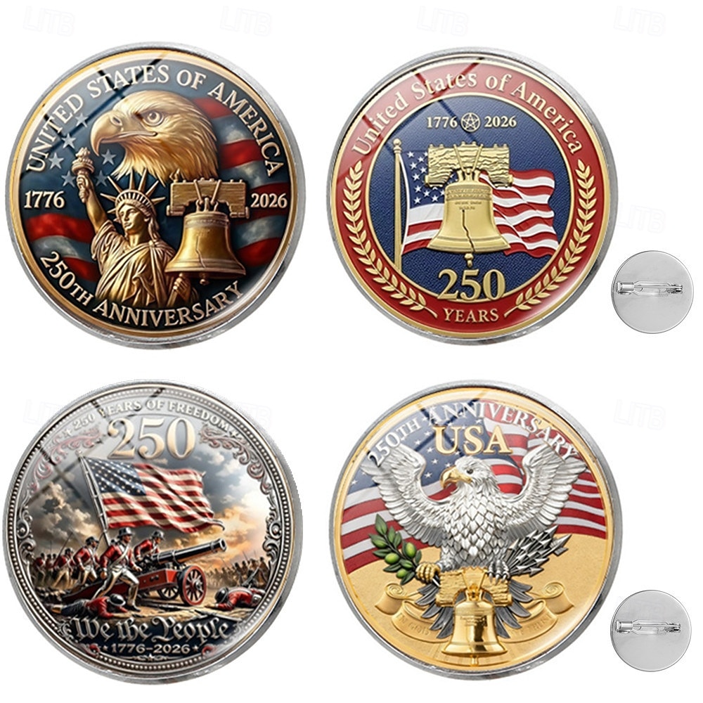 4 db-os amerikai 250. évfordulós hajtókatű 1776-2026 hazafias fehér sas szabadságharang emlékbross szuvenír hazafiaknak veteránok gyűjtők hátizsák dzseki dekoráció 2026 - $10.99 –P2