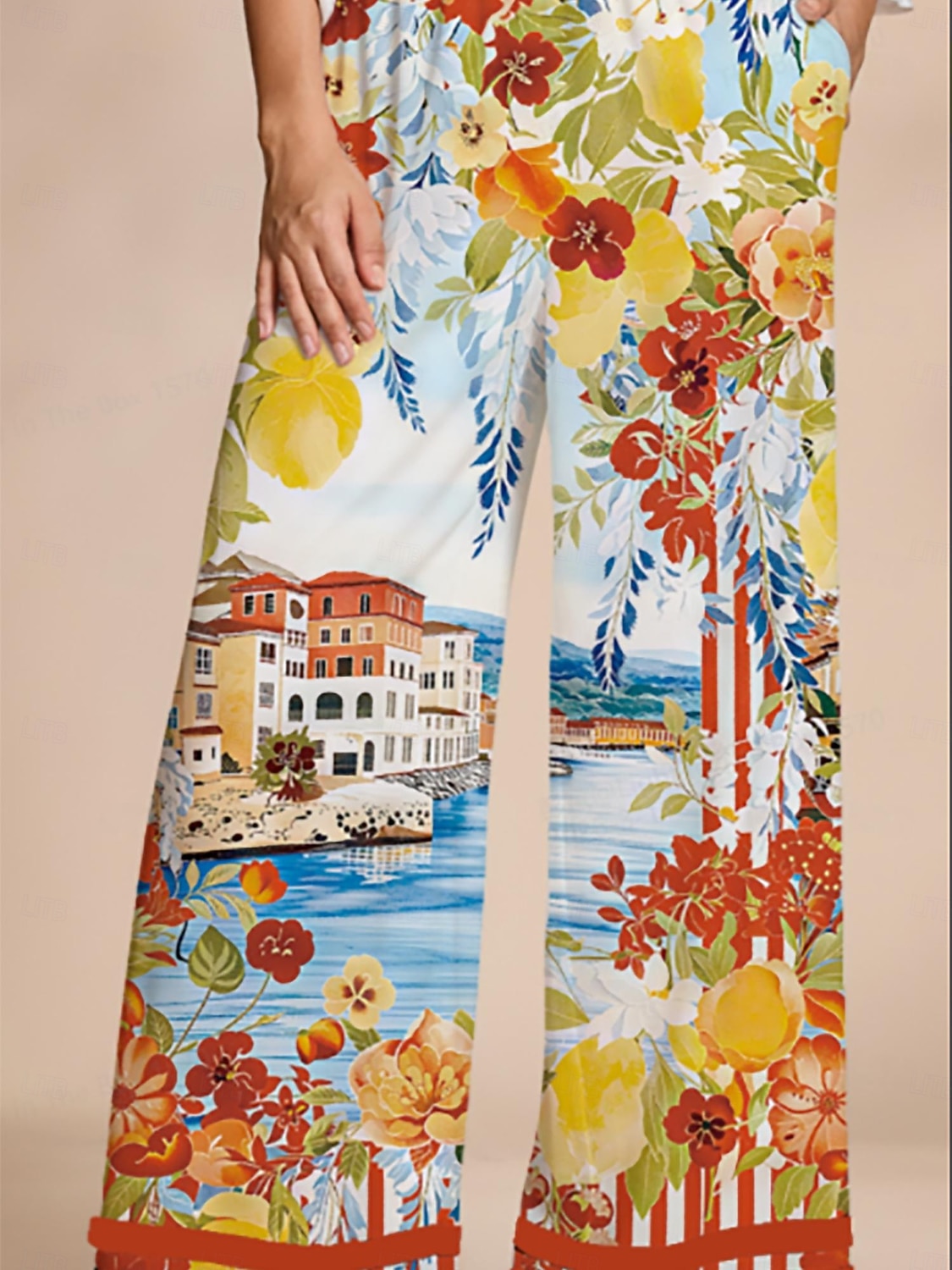 Santorini Sommerhose aus seidigem Material mit elastischem Bund und weitem Bein 2026 - $79.99 –P1