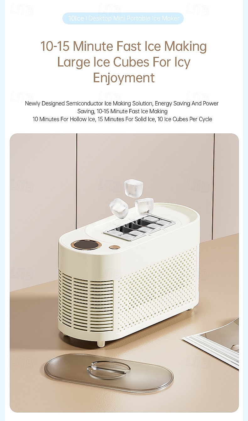 Миниатюрный портативный льдогенератор, настольный, быстрое приготовление льда за 10-15 минут, 8 твердых кубиков льда за цикл, компактный, небольшой, быстродействующий льдогенератор для дома, офиса, 2026 - $115.99 –P7