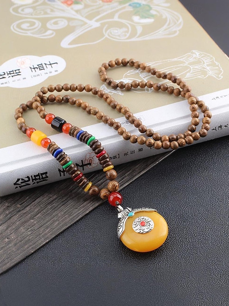 Collar bohemio para hombre, cuentas y piedras de madera de múltiples materiales, varios estilos, joyería tribal hecha a mano, perfecto para uso diario informal y viajes de vacaciones. 2026 - $11.99 –P6