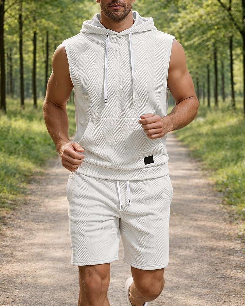 Hombre Tracksuit Vestimenta para correr Trajes de entrenamiento Correa 2 Piezas Color sólido Conjunto de ropa deportiva Verano Primavera Negro Blanco Entrenamiento de gimnasio Correr Corriendo 2026 - $37.99 –P2