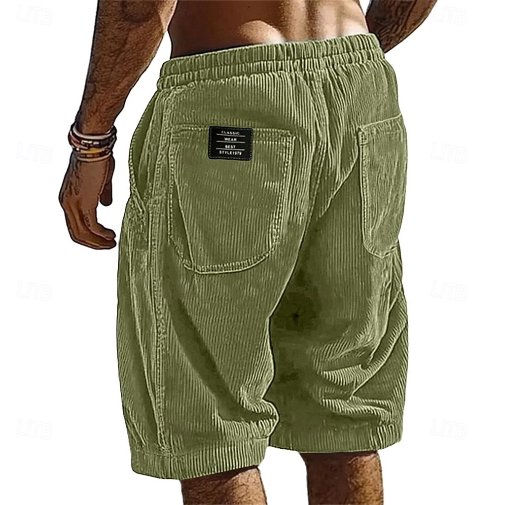 Homme Shorts Short décontracté Short en velours côtelé Avec Poches Taille Élastique Uni Respirant Longueur Genou Extérieur Vacances Tenue quotidienne Vacances Mode Noir Blanche Micro-Élastique de 2026 ? $21.99 –P5