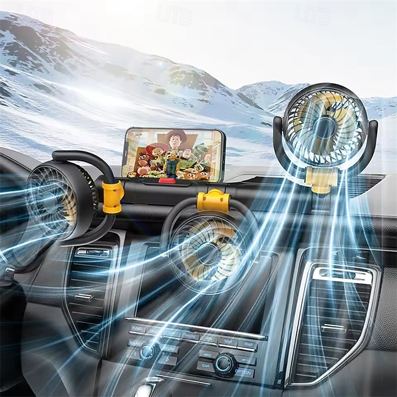 Ανεμιστήρας αυτοκινήτου τριπλής κεφαλής, ανεμιστήρας ψύξης οχήματος 12v 24v με τροφοδοσία USB 3 κεφαλών για ταμπλό, περιστρεφόμενος 360° ισχυρός, ήσυχος αυτόματος κυκλοφορητής αέρα για φορτηγό SUV RV 2026 - $68.99 –P2