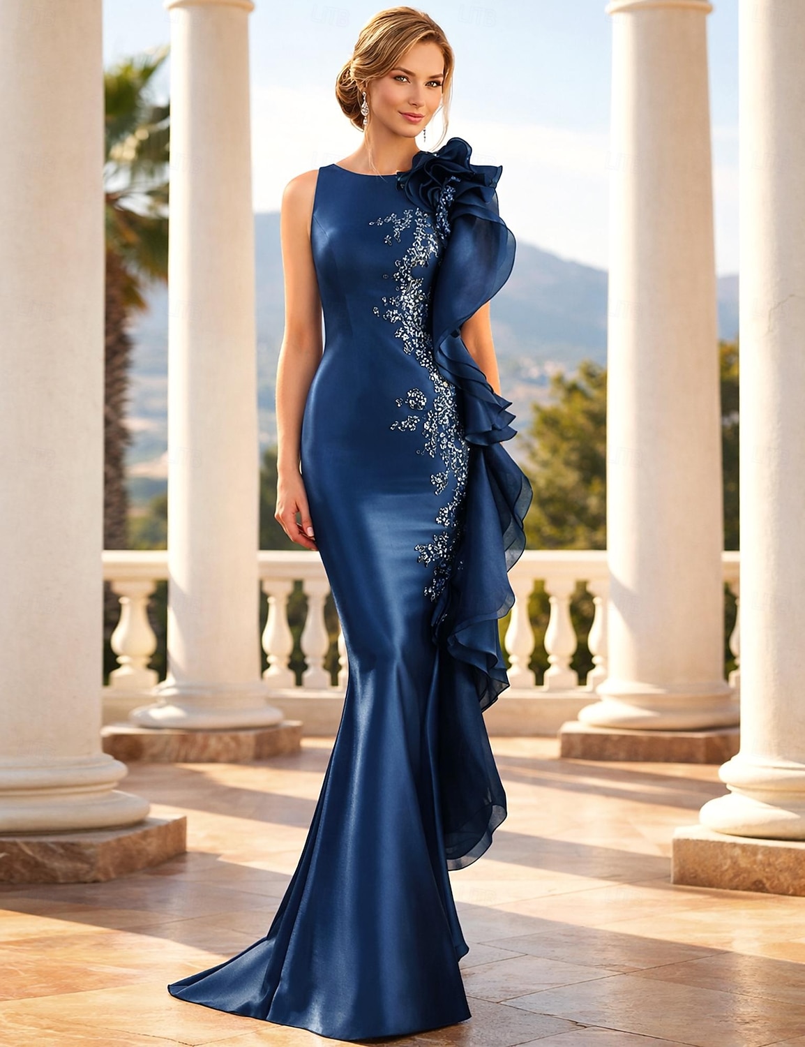 Mermaid Trumpet Sweep Brush Train Prom Dresses Evening Gown Ball Gown  Formal Dress Elegant Beautiful Back Sleeveless Jewel Neck Engagement Formal  Evening Fall Wedding Guest Stretch Satin with 2026