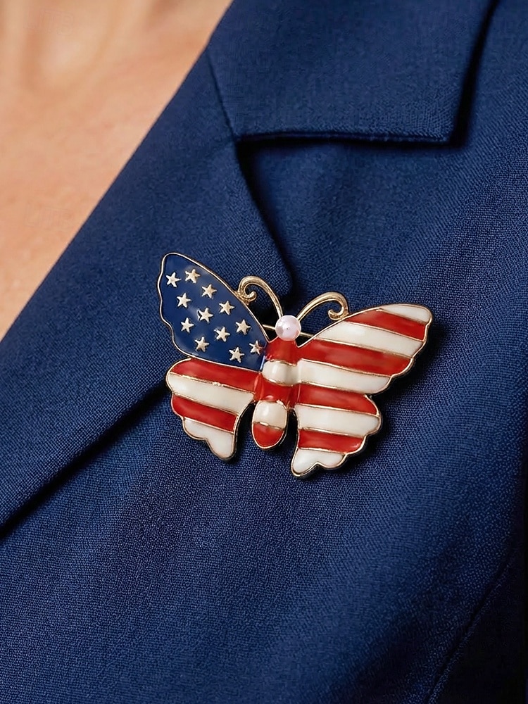 Женская брошь-булавка из сплава с изображением флага США, представленная в нескольких вариантах, идеально подходит для празднования 250-летия США, Дня независимости, вечерних мероприятий и торжественных случаев. 2026 - $11.99 –P5