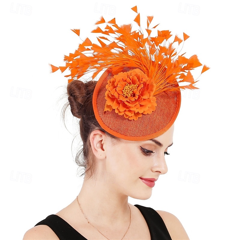 Fascinadores Linho Casamento Vintage Estilo bonito Retro Com Penas Flor Capacete Chapéu de 2026 por $22.99 –P1