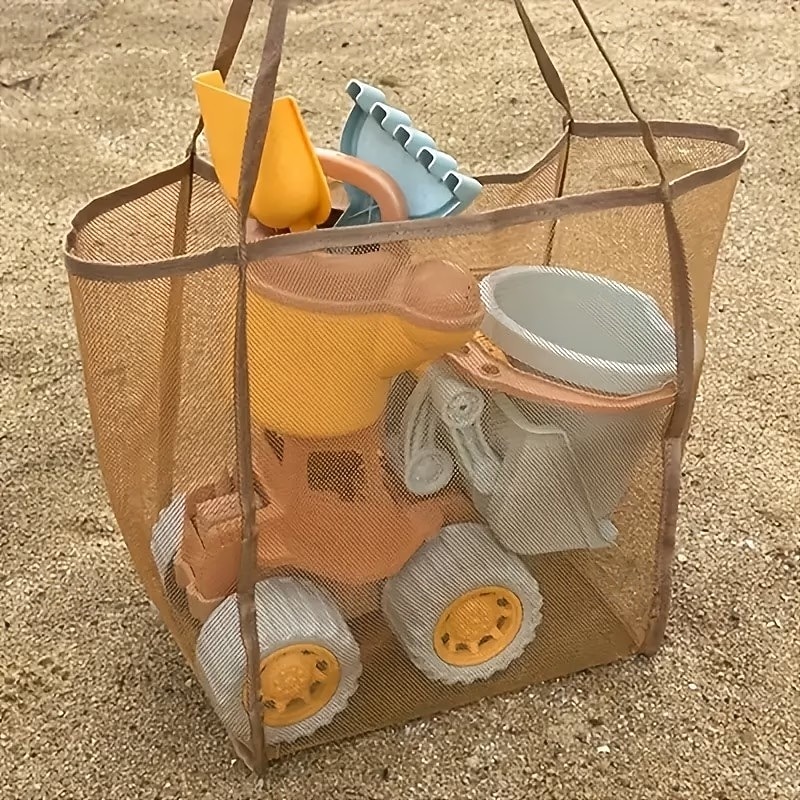 2 genți de plajă mari din plasă, geantă de plajă din poliester de mare capacitate cu mânere rezistente, geantă de călătorie ușoară pentru plajă, vacanță, piscină, camping 2026 - $12.49 –P1