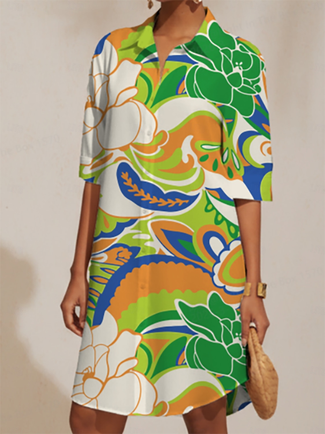 Abito chemisier in raso setoso con stampa paisley in stile boho del 2026 a $91.99 –P1