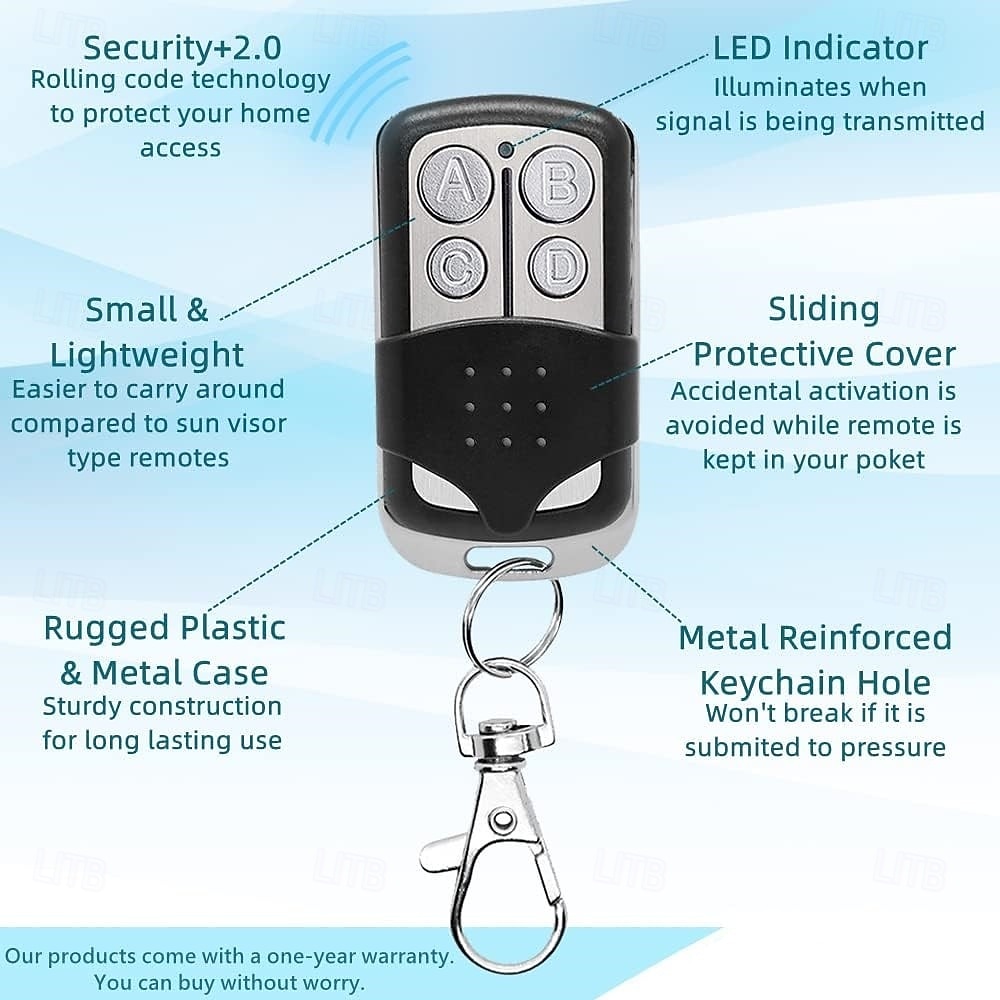 חבילה של 1/2/3/4 משכפל שלט רחוק אוניברסלי לדלת מוסך 433 מגה-הרץ, שכפול שלט רחוק אלחוטי עם 4 כפתורים לשער חשמלי, תריס גלילה, אזעקת רכב, שלט רחוק קבוע ולומד, שחור 2026 - $13.99 –P1