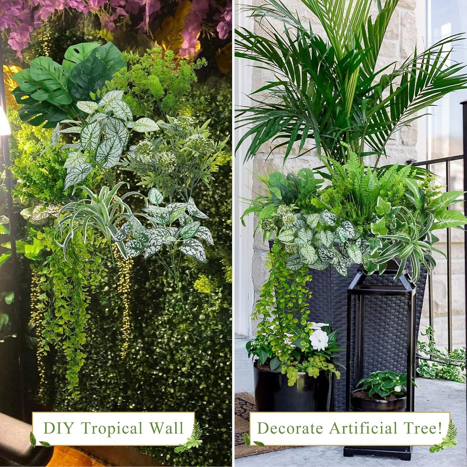 2026年 16個の屋外用人工植物、UV耐性フェイク低木、プラスチック製グリーン、屋外屋内吊り下げ植物、庭、ポーチ、窓辺のプランター、ホームウェディング、ファームハウス装飾用フェイク植物  コレクション – $31.99 –P2