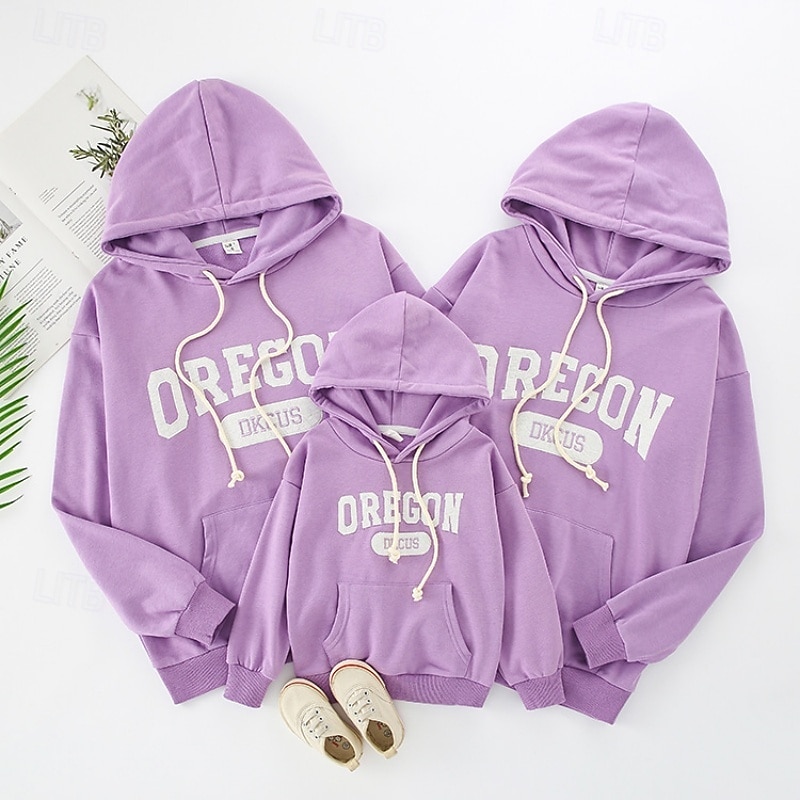 Family Tops Letter Casual Print Red Light Purple Beige Long Sleeve Active Matching Outfits 2026 - $45.99 –P10