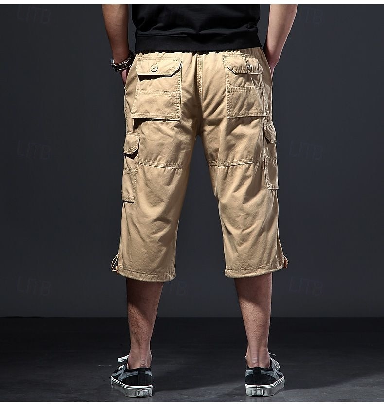 Hombre Pantalones tipo cargo Pantalón Corto Cargo Pantalón corto Pantalones cortos casuales Bolsillo Cintura elástica Plano Medio corto Casual Exterior Ropa de calle Moda Ropa de calle Negro Caqui 2026 - $30.99 –P7