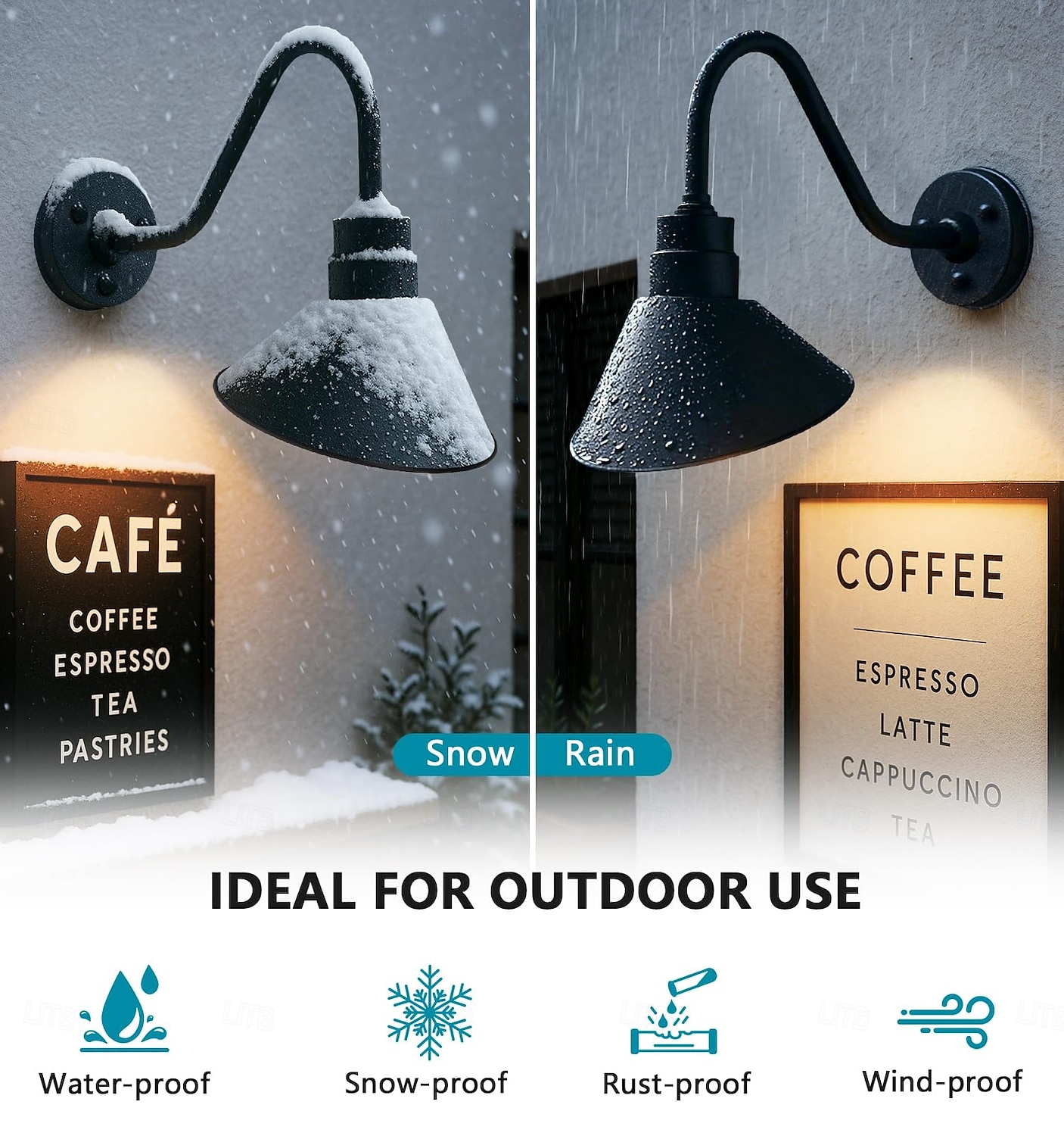 pajta lámpa hattyúnyak fali lámpa kültéri/beltéri IP65 vízálló farmház fali tartó vintage világítótest matt fekete kültéri verandára, házba, garázsba, teraszra, bérleményekbe, raktárba 2026 - $199.99 –P8