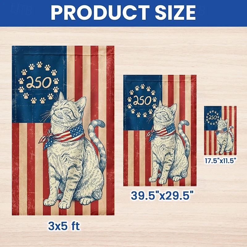 Herdenkingsvlag voor het 250-jarig jubileum van Amerika, 'America Years of Freedom', patriottische kattentuinvlag, tuin- en huisbanner voor 4 juli. 2026 - $17.99 –P6