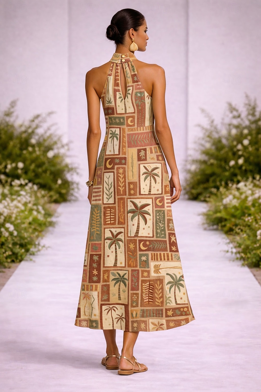 Per donna Abito Midi Vestito Casual Abiti Boho Chic Bohemien Vacanza Tropicale Spiaggia Ferie Data Vestibilità regolare Grafico Tropicale Senza Maniche All'americana Arancione Estate Primavera del 2026 a $39.99 –P2