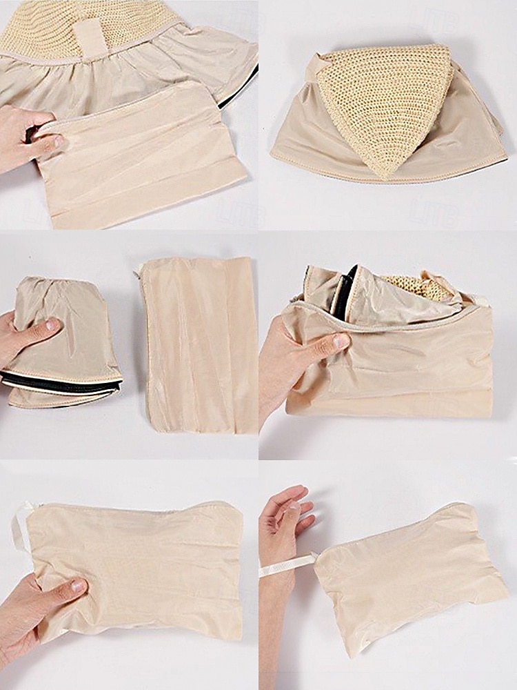 Женская складная солнцезащитная шляпа в стиле бохо с чехлом для хранения, портативная пляжная шляпа из полиэстера с широкими полями, различных цветов, для повседневной носки, путешествий, отдыха и курортного отдыха. 2026 - $11.99 –P12