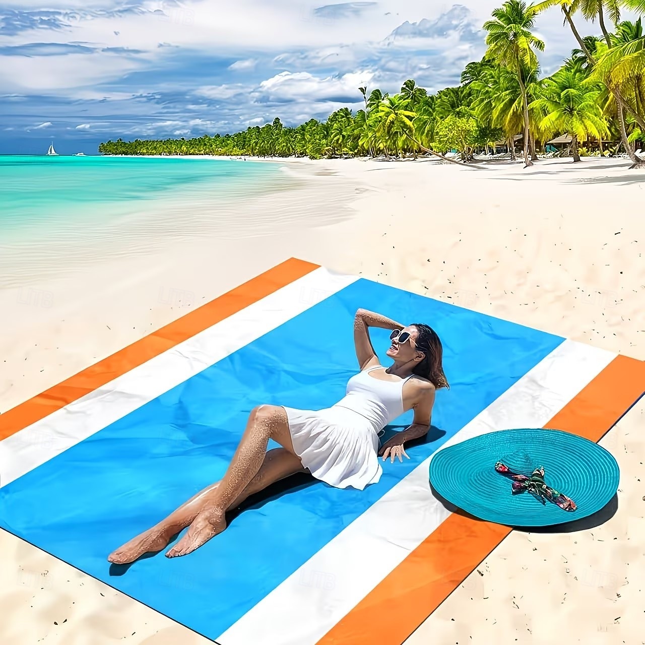 utendørs strandteppe for 4-7 personer, ekstra stort, lett, sandbestandig strandteppe, stor piknikmatte egnet for strandturer, camping og fotturer 2026 - $23.99 –P9